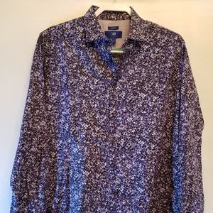 Egara Slim Fit Shirt-Blue Abstract Print--Size L